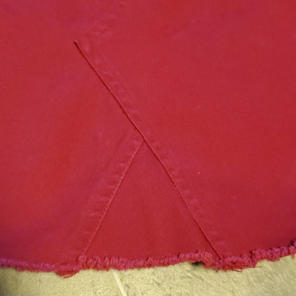 F21 Raw Hem Dark Red Mini Denim Skirt - Picture 3 of 6